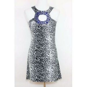 CACHE BLACK & WHITE ANIMAL PRINT SLEEVELESS DRESS